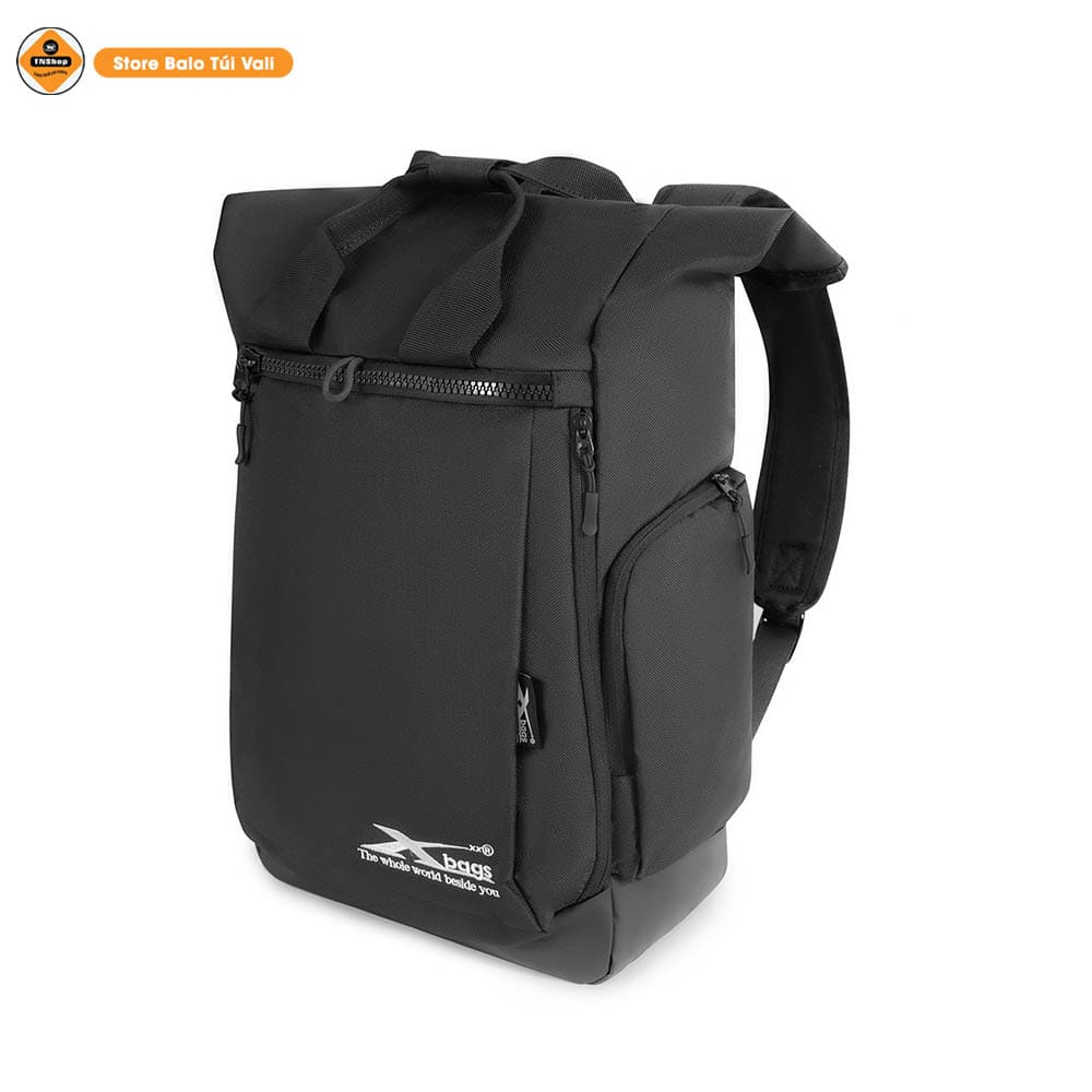 Balo du lịch dung tích lớn cao cấp Xbags XB 1201 đựng laptop 17 inch, nắp gập rộng, đen sang trọng!