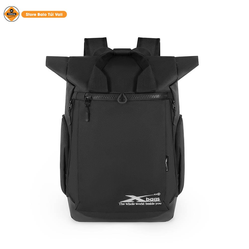 Balo du lịch dung tích lớn cao cấp Xbags XB 1201 đựng laptop 17 inch, nắp gập rộng, đen sang trọng!