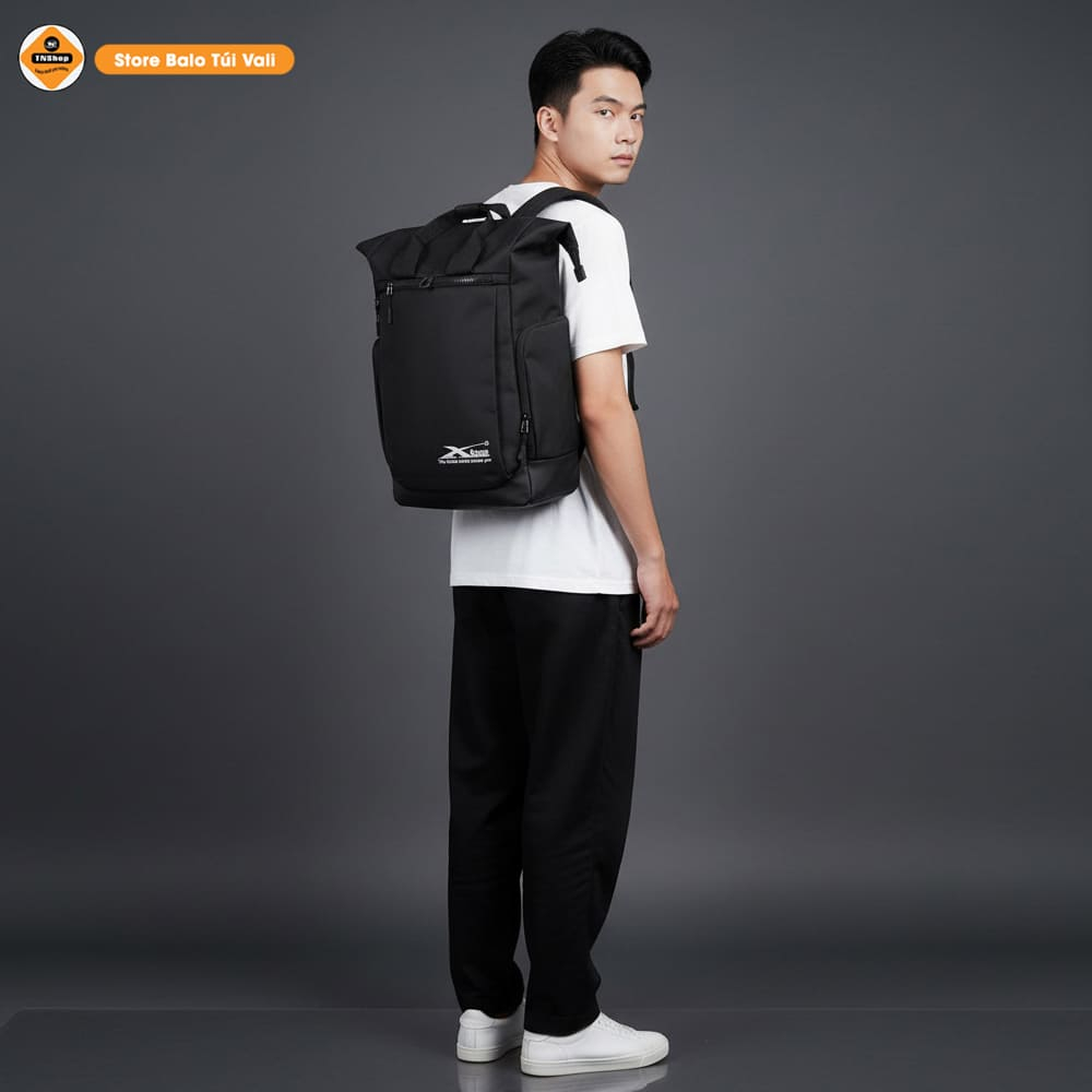 Balo du lịch dung tích lớn cao cấp Xbags XB 1201 đựng laptop 17 inch, nắp gập rộng, đen sang trọng!