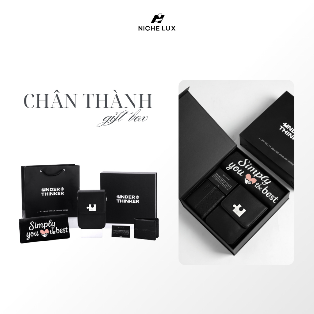 Set Bộ Hộp Quà Tặng Túi CHÂN THÀNH Tặng Ba Sinh Nhật Bạn Trai Thân Người Yêu Nam | NICHE LUXURY