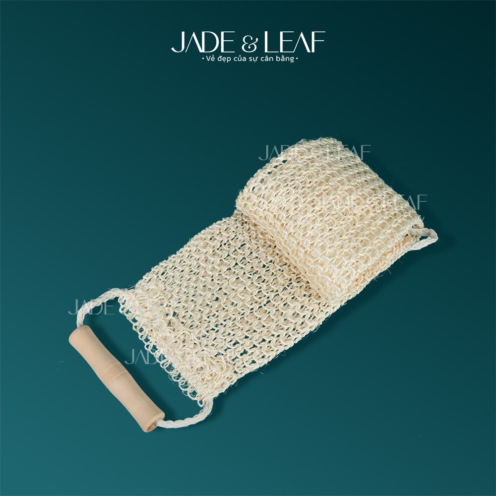 Dây Tắm Chà Lưng Sợi Đay Jade&Leaf Cao Cấp Có Tay Cầm Gỗ Tẩy Tế Bào Chết Từ Chất Liệu Tự Nhiên