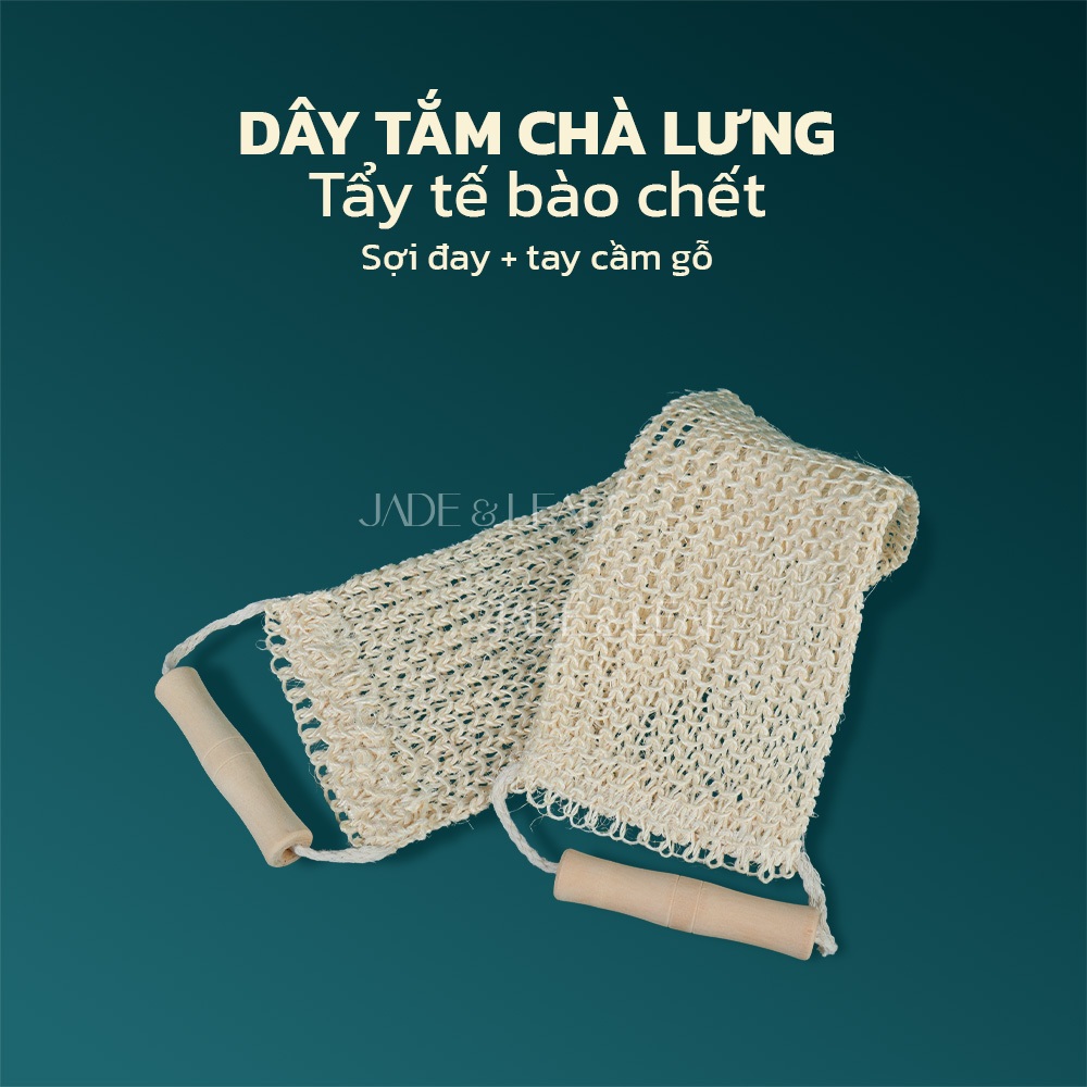 Dây Tắm Chà Lưng Sợi Đay Jade&Leaf Cao Cấp Có Tay Cầm Gỗ Tẩy Tế Bào Chết Từ Chất Liệu Tự Nhiên