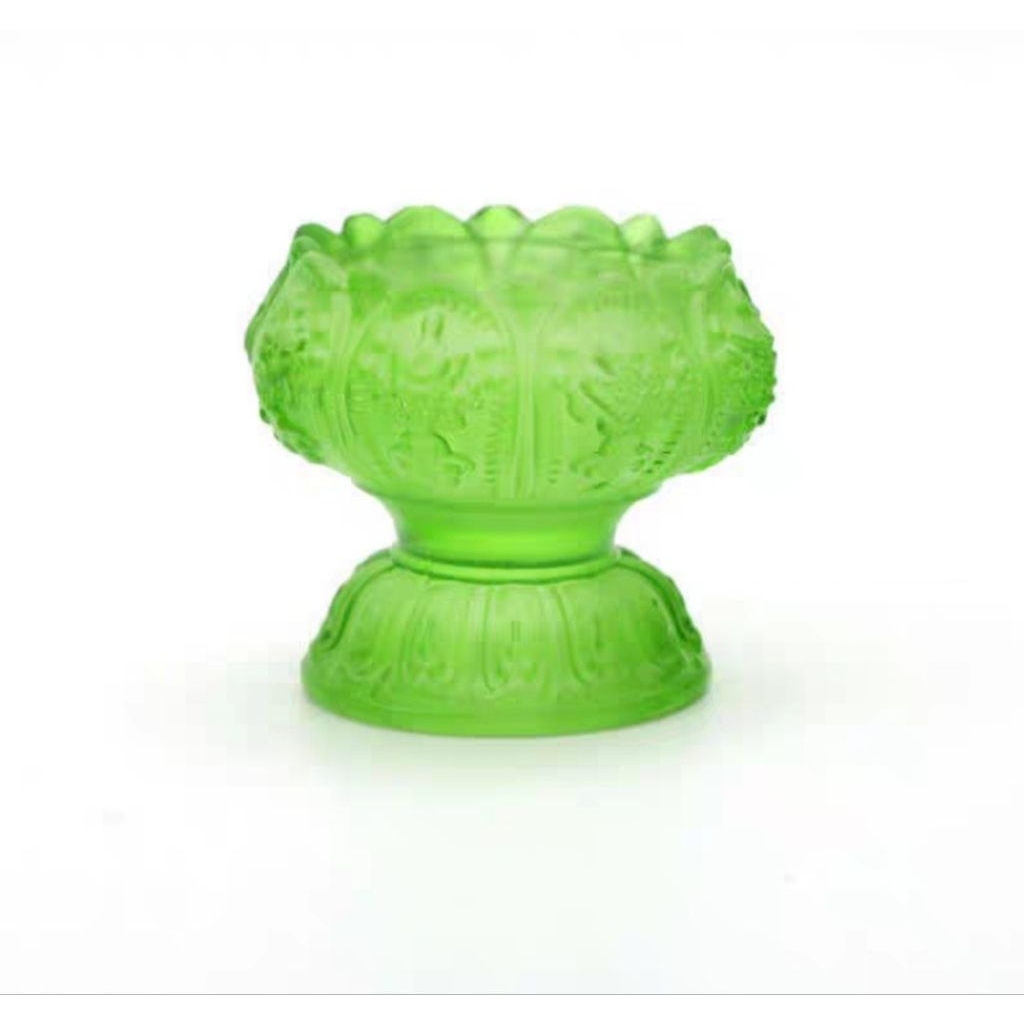 Chân đế HOA SEN lưu ly dày 5 màu (không đế)_(để nến,đèn cầy tealight gió khó tắt...)