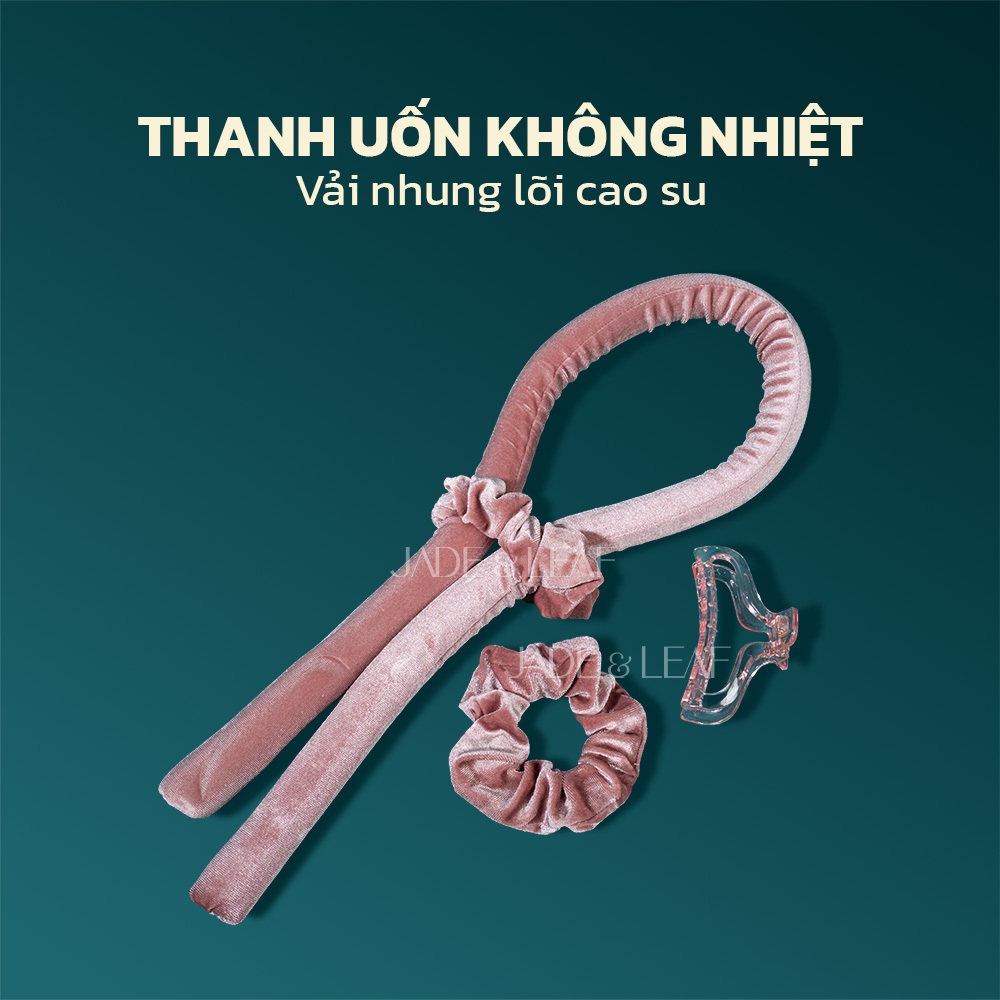 Thanh Uốn Tóc Không Nhiệt Jade&Leaf, Vãi Nhung Mềm Sóng Lơi Tự Nhiên Combo Lô Quấn 4 Món Dễ Dùng