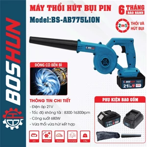 Máy Thổi Hút Bụi Pin BOSHUN BS-AB775LION, Công Suất 680w, Vừa Thổi Vừa Hút, Chân Pin Phổ Thông