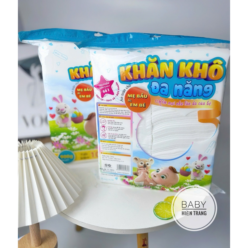 (Cao Cấp) Khăn khô đa năng Hiền Trang 900gram mềm mịn, thấm hút tốt cho bé yêu