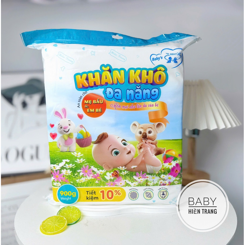 (Cao Cấp) Khăn khô đa năng Hiền Trang 900gram mềm mịn, thấm hút tốt cho bé yêu