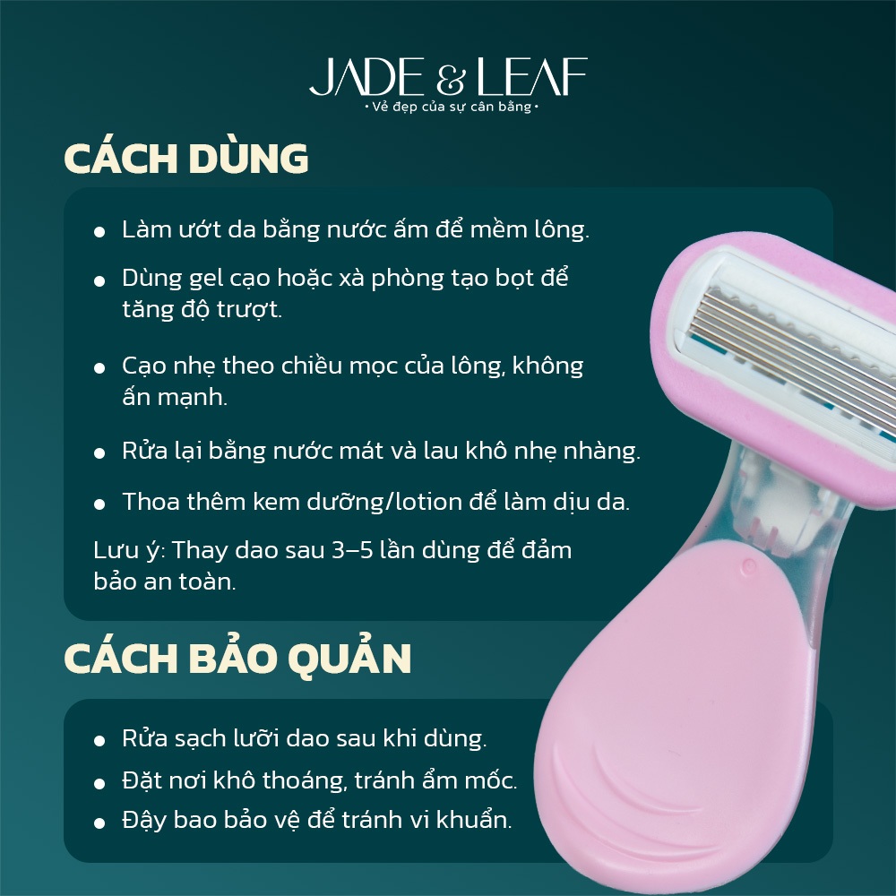 Dao Cạo Lông Vùng Kín Jade&Leaf Cao Cấp, Cạo Vùng Kín, Nách Cho Nữ Siêu Sạch Nhẹ Nhàng Không Rát