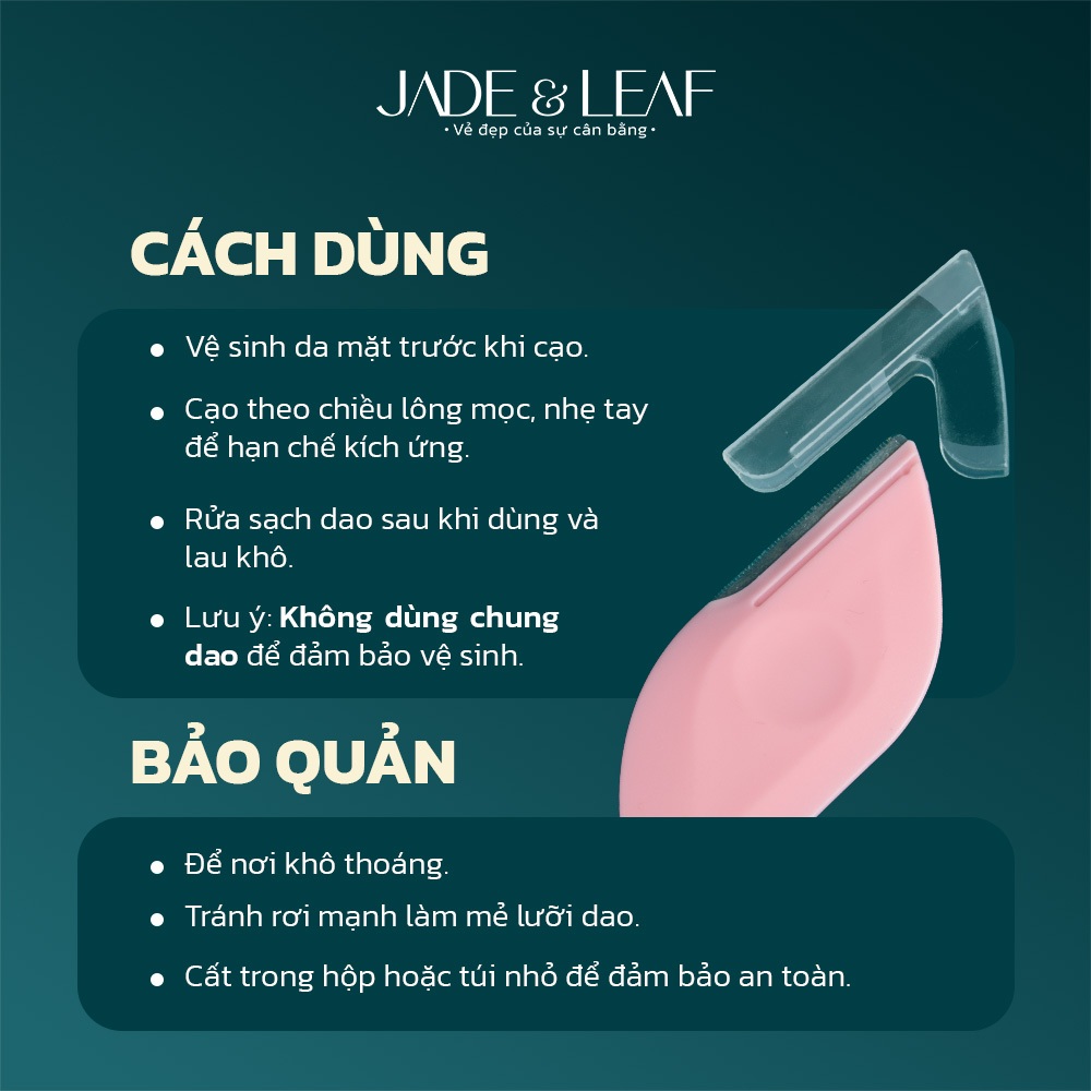 Dao Cạo Lông Mặt Jade&Leaf Hình Bán Nguyệt, Thiết kế Thông Minh Cạo Râu Siêu Bén Nhỏ Gọn Tiện Lợi