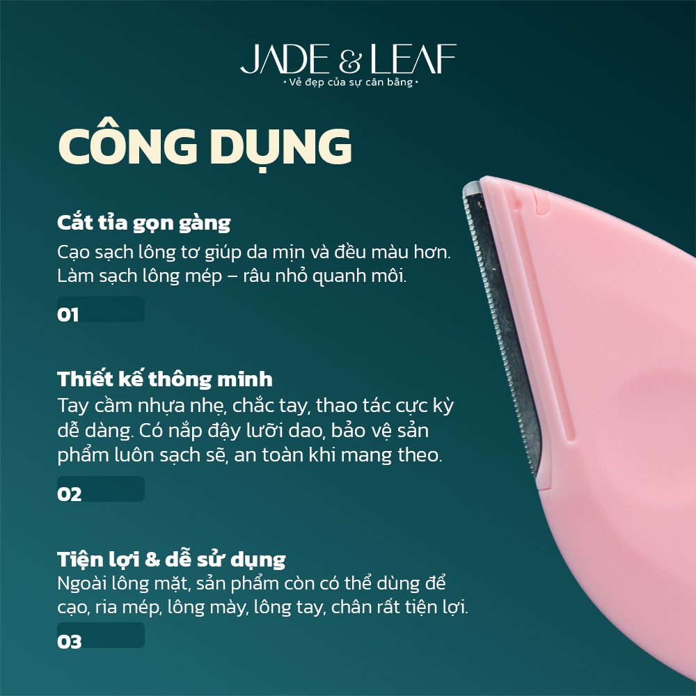 Dao Cạo Lông Mặt Jade&Leaf Hình Bán Nguyệt, Thiết kế Thông Minh Cạo Râu Siêu Bén Nhỏ Gọn Tiện Lợi