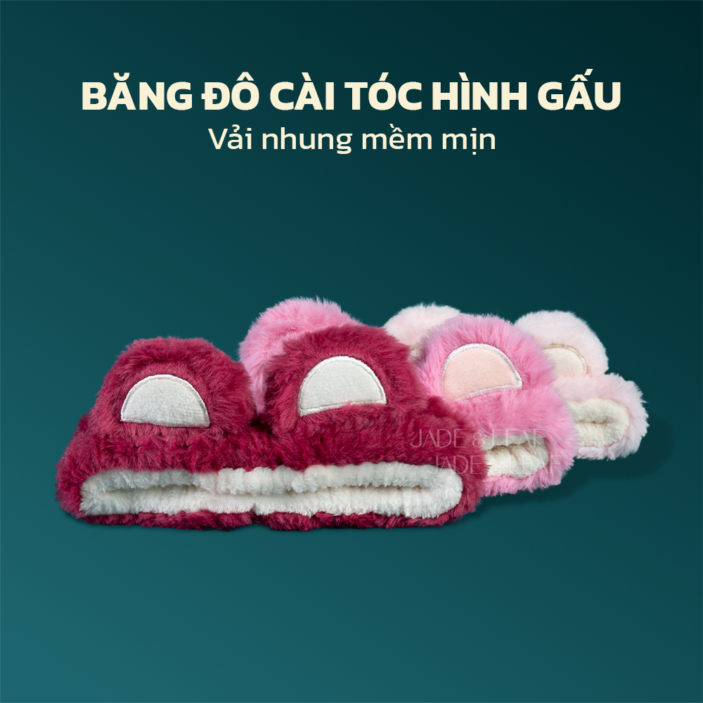 Băng Đô Cài Tóc Rửa Mặt Jade&Leaf, Bờm Cute Gấu Dâu Dễ Thương Tiện Dụng Phong Cách Nữ Tính