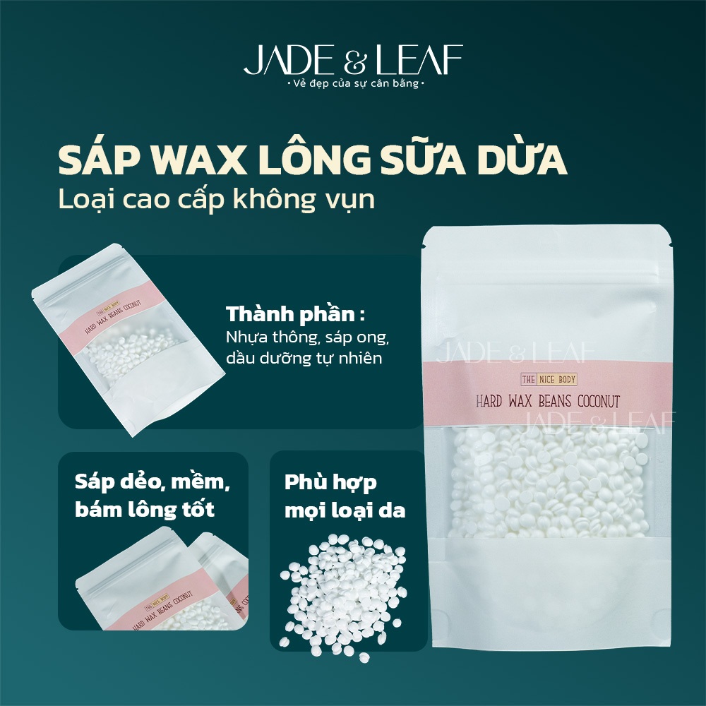 Sáp Wax Lông Nóng Dừa Sữa Jade&Leaf, Loại Cao Cấp Không Vụn Siêu Bám Lông Tặng Kèm Que Wax