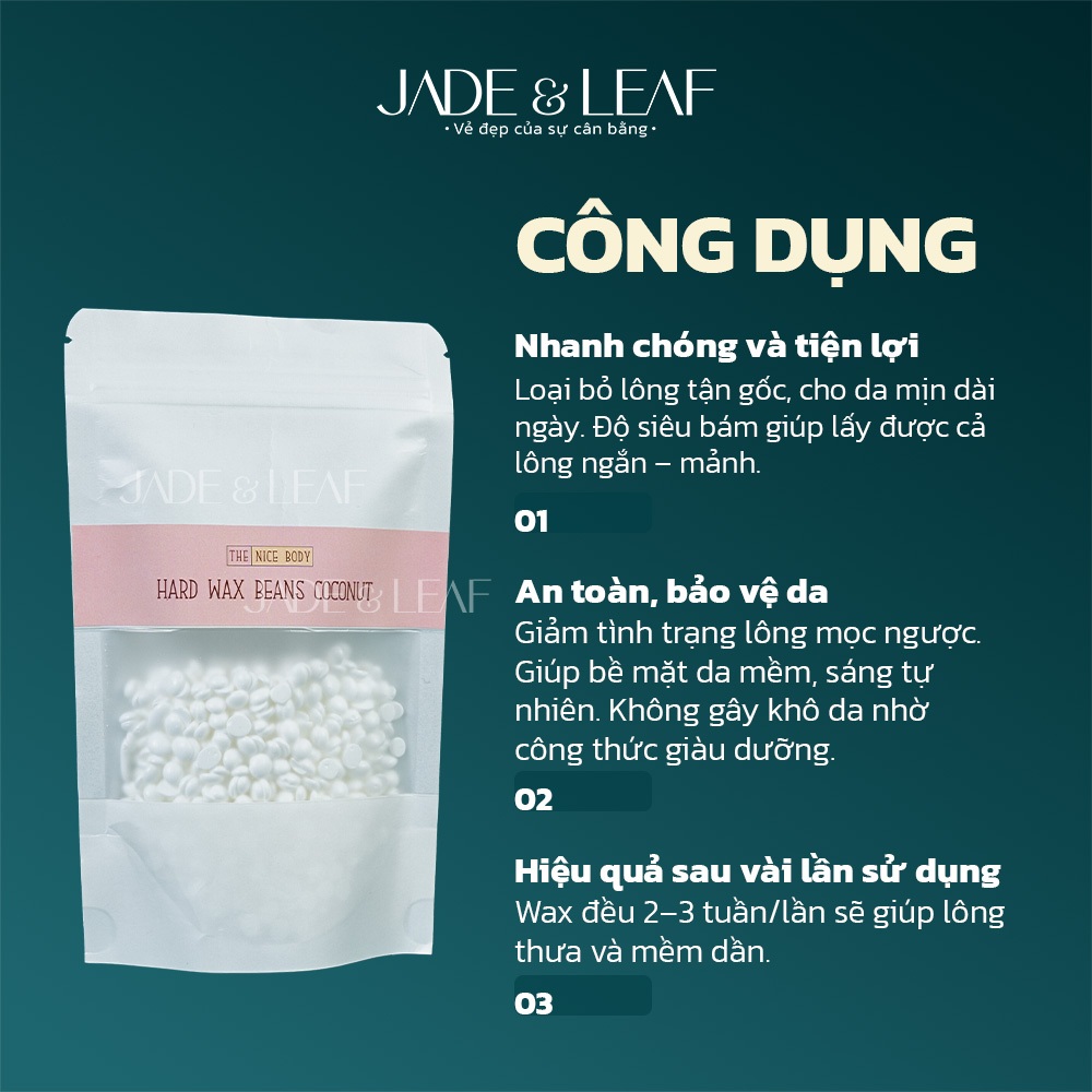 Sáp Wax Lông Nóng Dừa Sữa Jade&Leaf, Loại Cao Cấp Không Vụn Siêu Bám Lông Tặng Kèm Que Wax