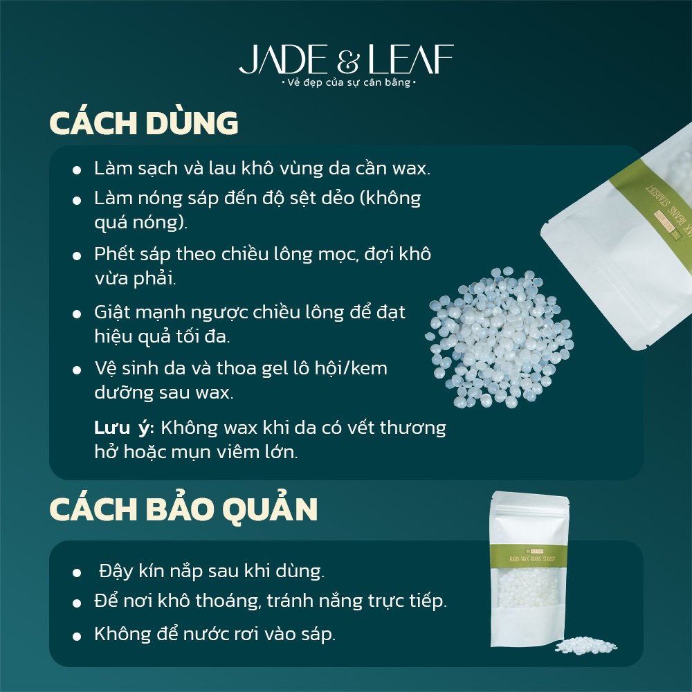 Sáp Wax Lông Trong Suốt Jade&Leaf Cao Cấp, Wax Lông Tay Chân Nách Siêu Bám Phù Hợp Cho Mọi Loại Da