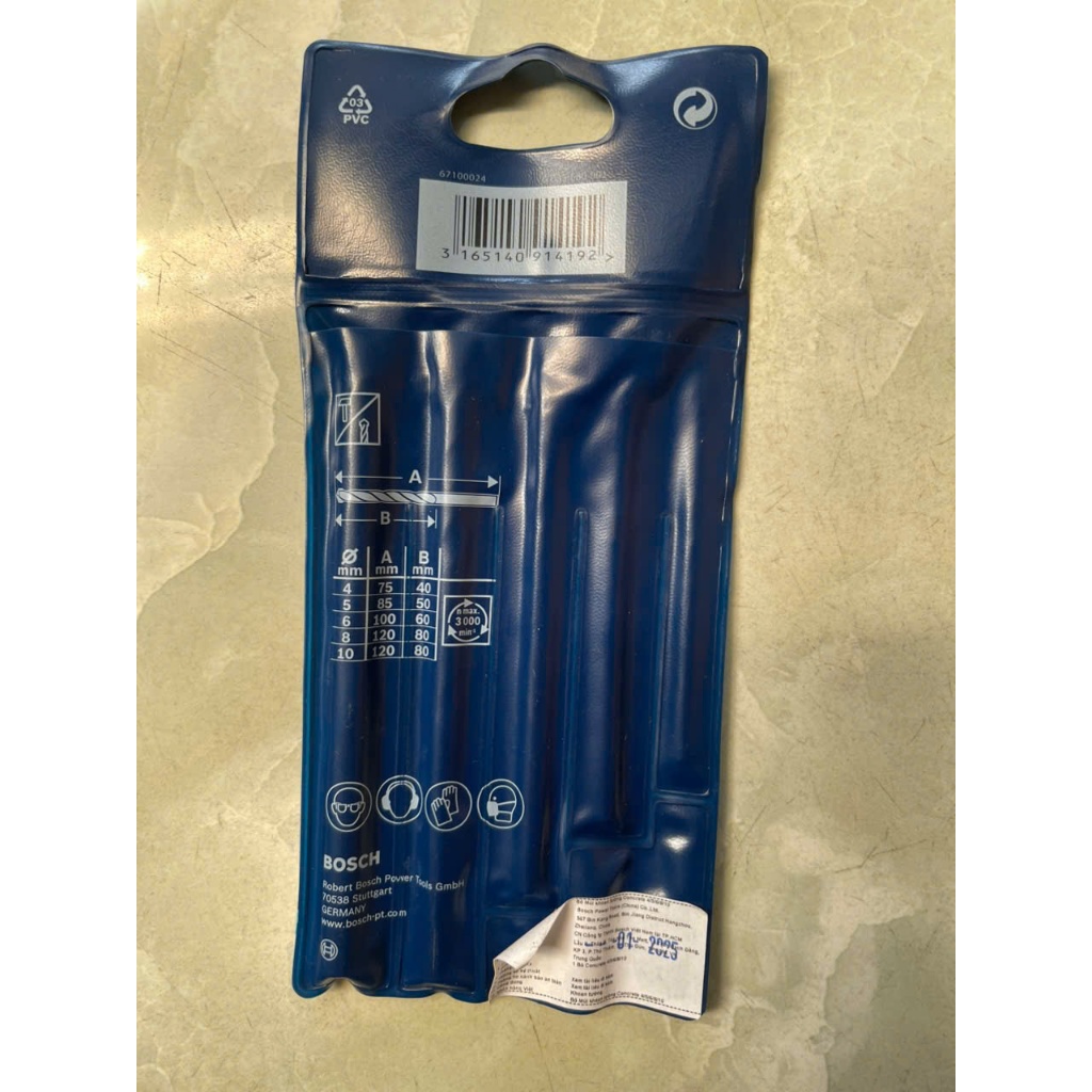 Bộ 5 mũi khoan tường Bosch 4/5/6/8/10mm 2608578155
