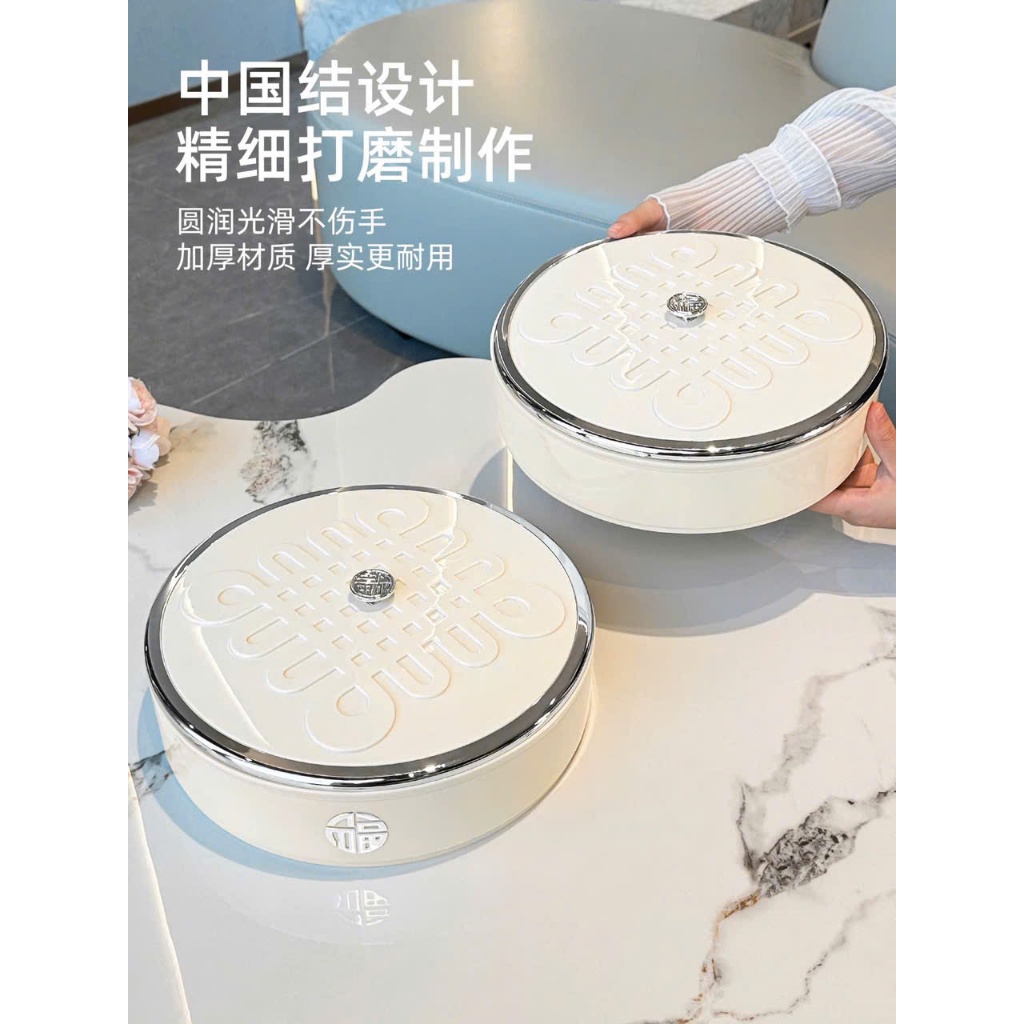 Hộp Đựng Bánh Kẹo 2 Tầng Nắp Nơ Trong Suốt – Khay Đựng Mứt, Trái Cây Sấy Sang Trọng