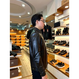 Áo da nam, áo da thật cao cấp Fttleather Racer Jacket Da Bò Cổ Trụ Viền Ngang Ngực - AD204