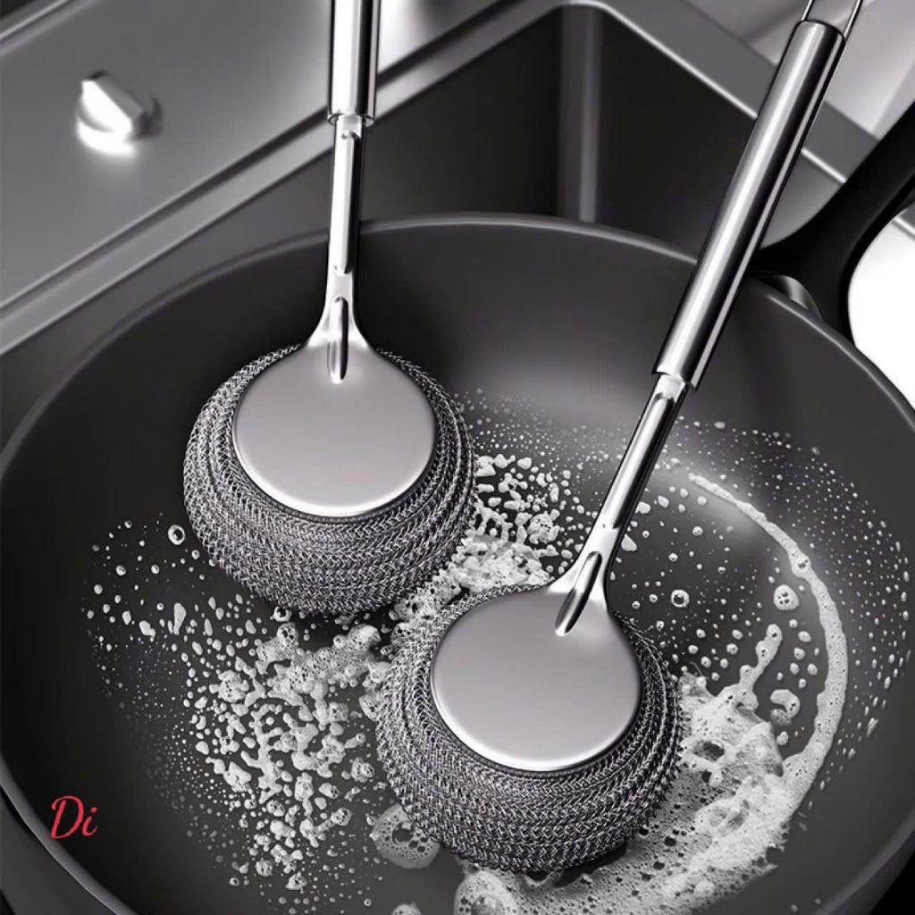 Cây Cọ Rửa Xoong Nồi Inox 304 Đầu Bi Thép Thay Thế – Cọ Rửa Nhà Bếp Chống Gỉ, Siêu Sạch