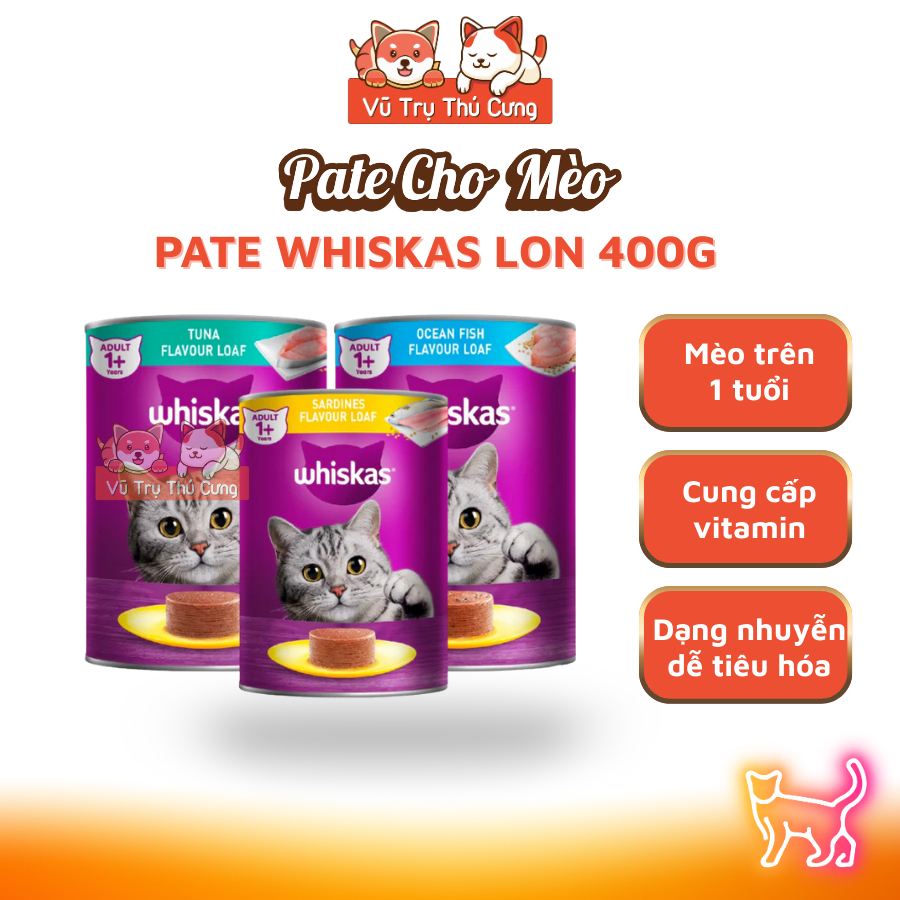 Pate Lon Whiskas cho Mèo trưởng thành 400g