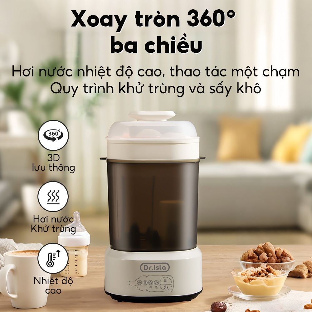Máy khử trùng & sấy khô không khí cho bé Dr. Isla N36, làm khô và kháng khuẩn ba trong một Vật liệu PP BPA Free