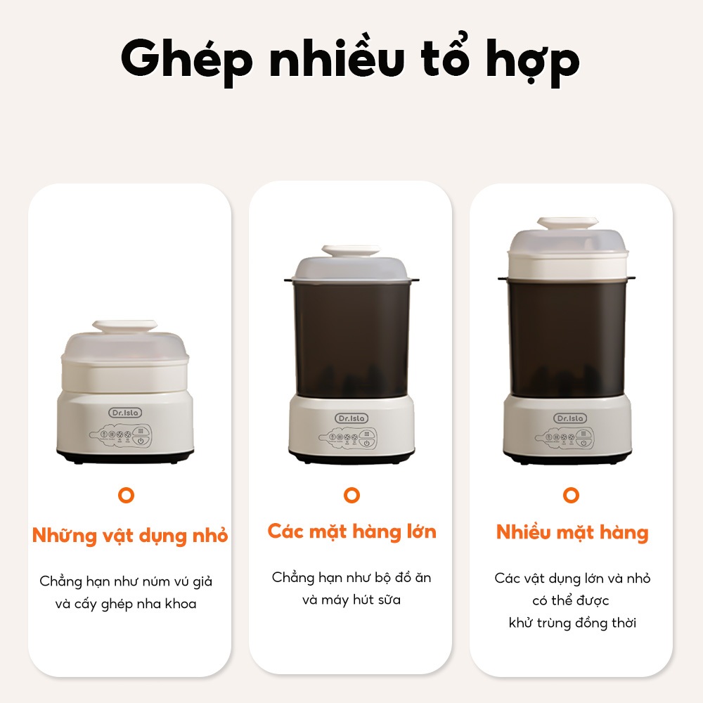 Máy khử trùng & sấy khô không khí cho bé Dr. Isla N36, làm khô và kháng khuẩn ba trong một Vật liệu PP BPA Free