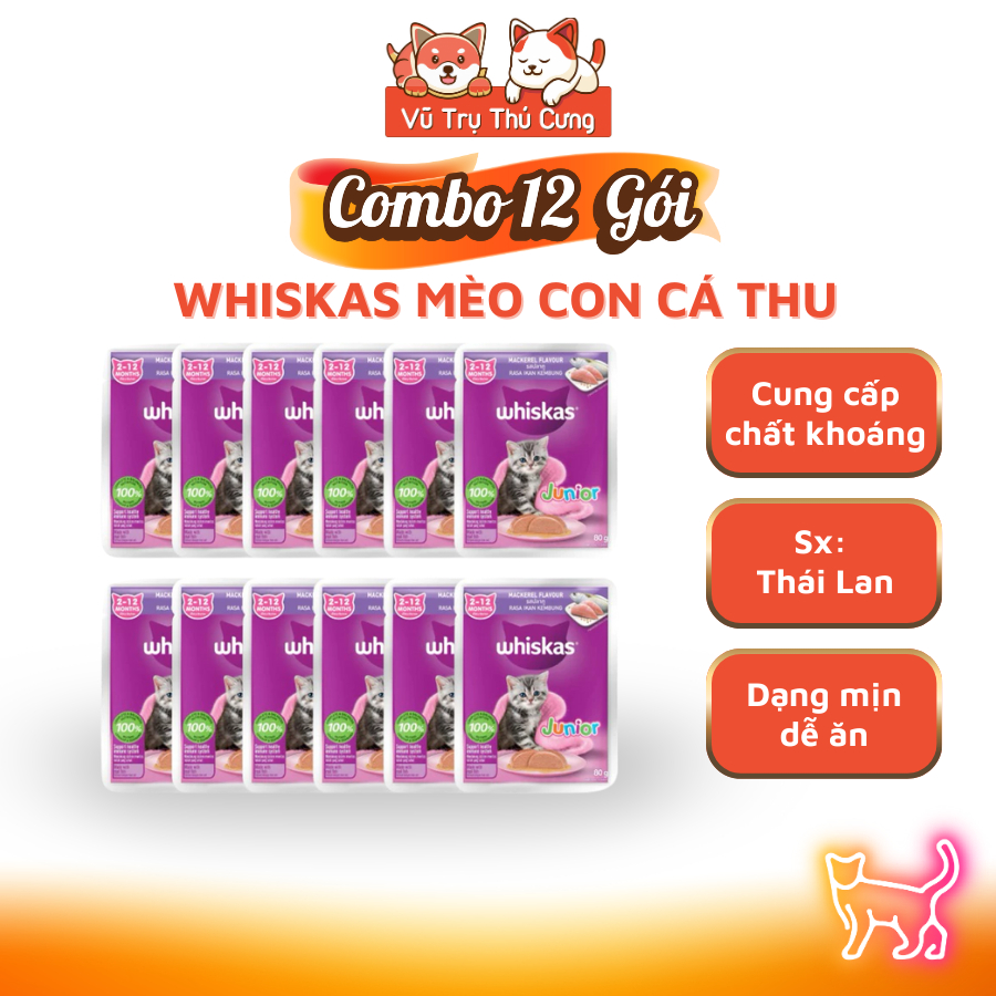 Combo Pate Whiskas cho Mèo con vị Cá thu 80g