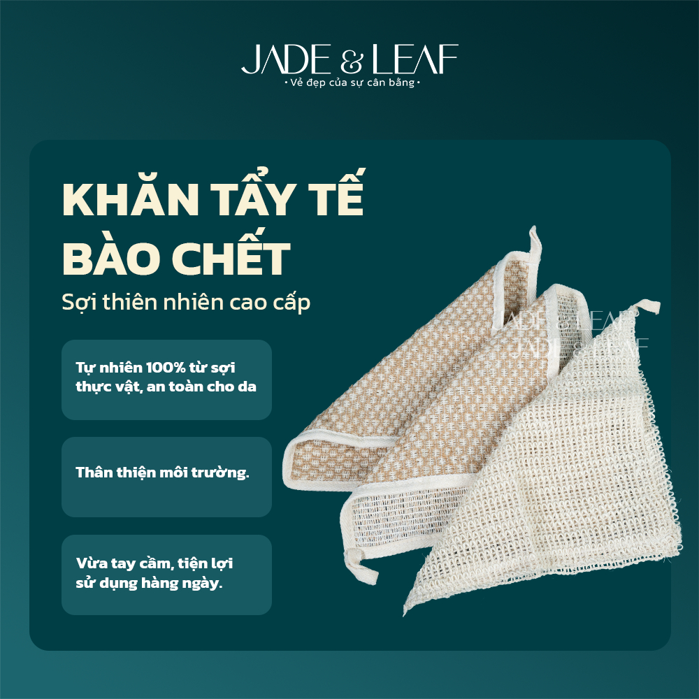 Khăn Tẩy Tế Bào Chết Jade&Leaf, Mặt Và Body 2in1, Từ Sợi Vỏ Cây Thiên Nhiên, An Toàn, Lành Tính