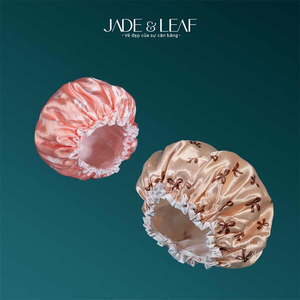 Mũ Tắm Trùm Đầu Jade&Leaf Cao Cấp, 2 Lớp Chống Nước Tốt Dùng Chùm Khi Tắm Ủ Tóc Oil Skincare