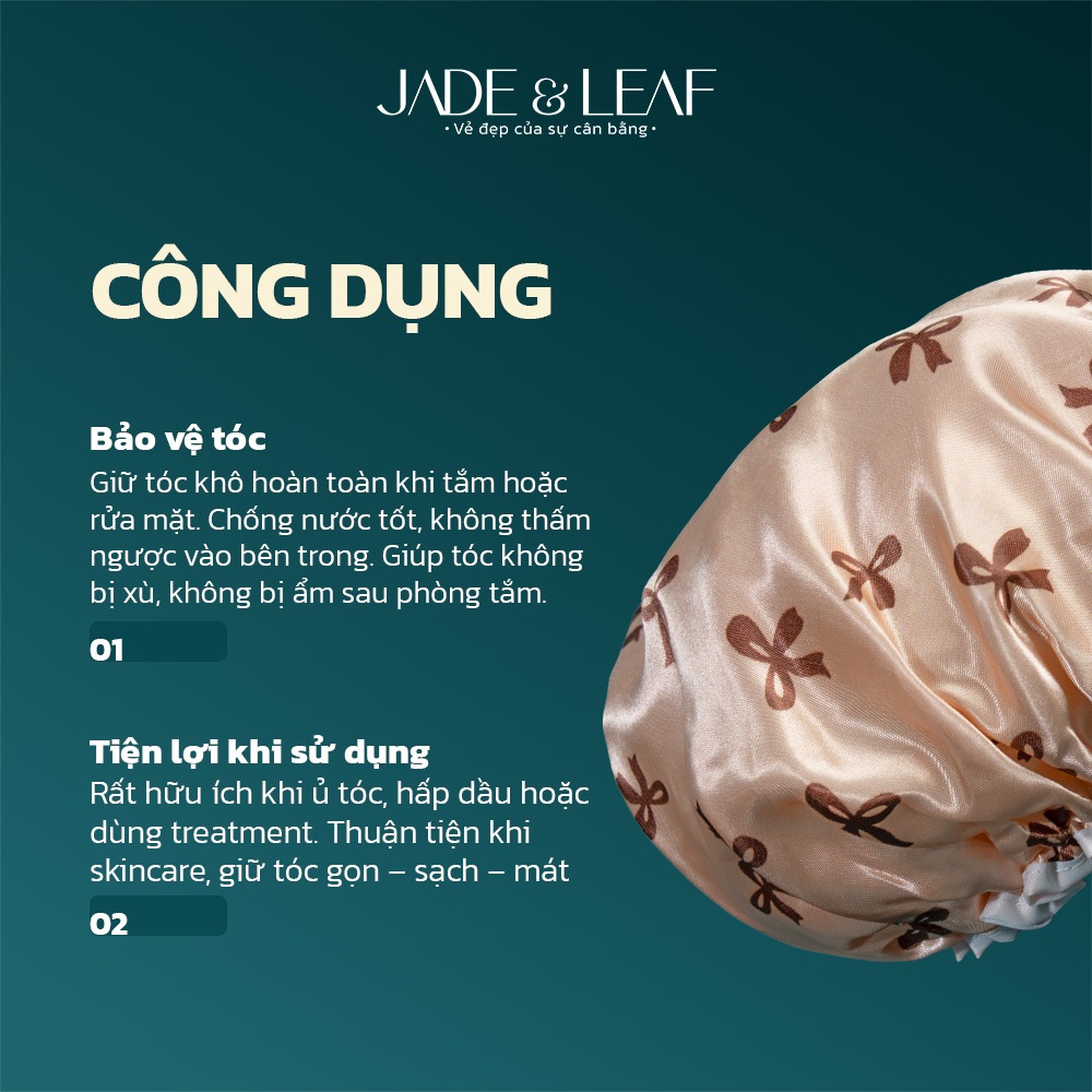 Mũ Tắm Trùm Đầu Jade&Leaf Cao Cấp, 2 Lớp Chống Nước Tốt Dùng Chùm Khi Tắm Ủ Tóc Oil Skincare