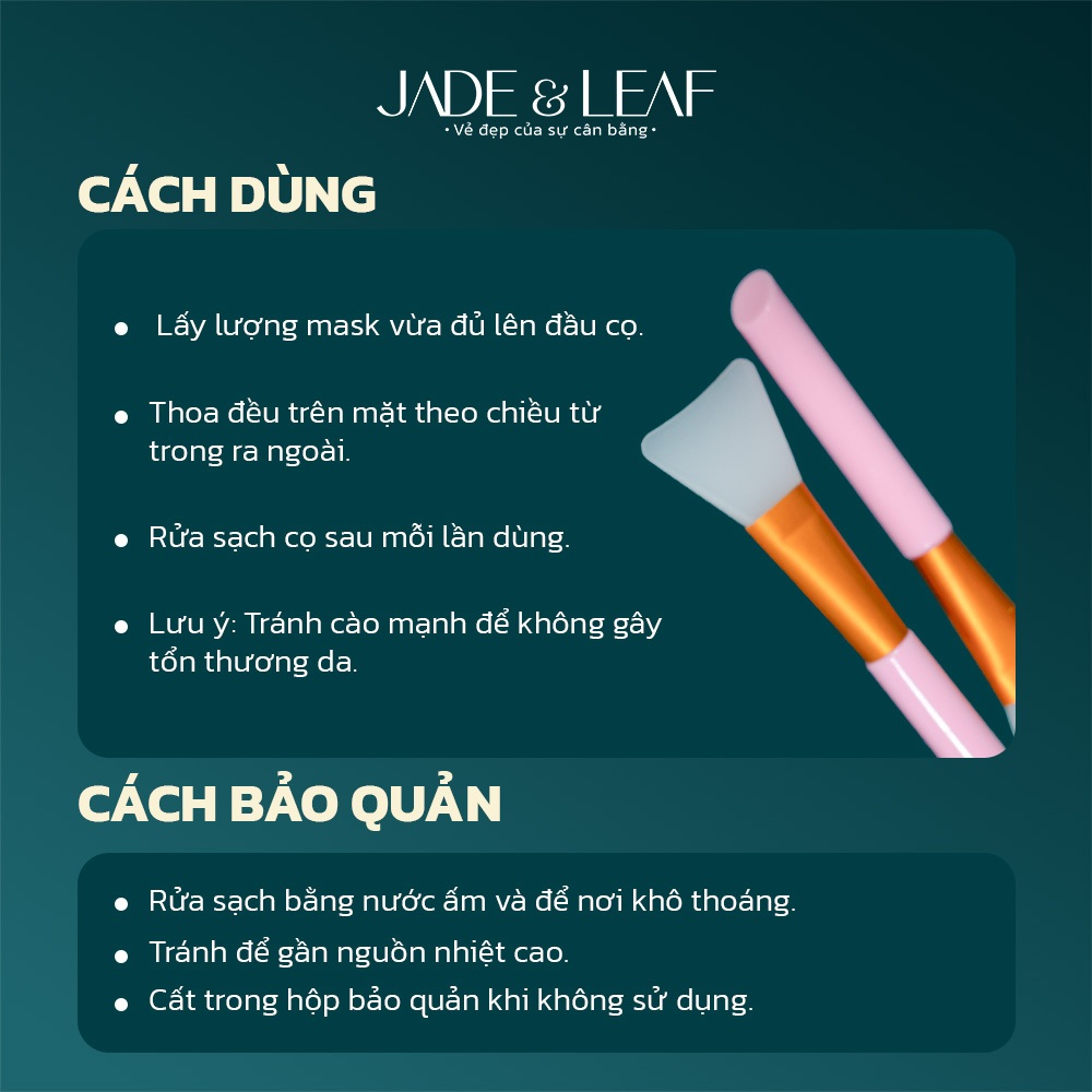 Cọ Đắp Mặt Nạ Silicon Jade&Leaf 1 Đầu Cao Cấp, Quét Bột An Toàn Lành Tính Dễ Vệ Sinh Tiện Lợi