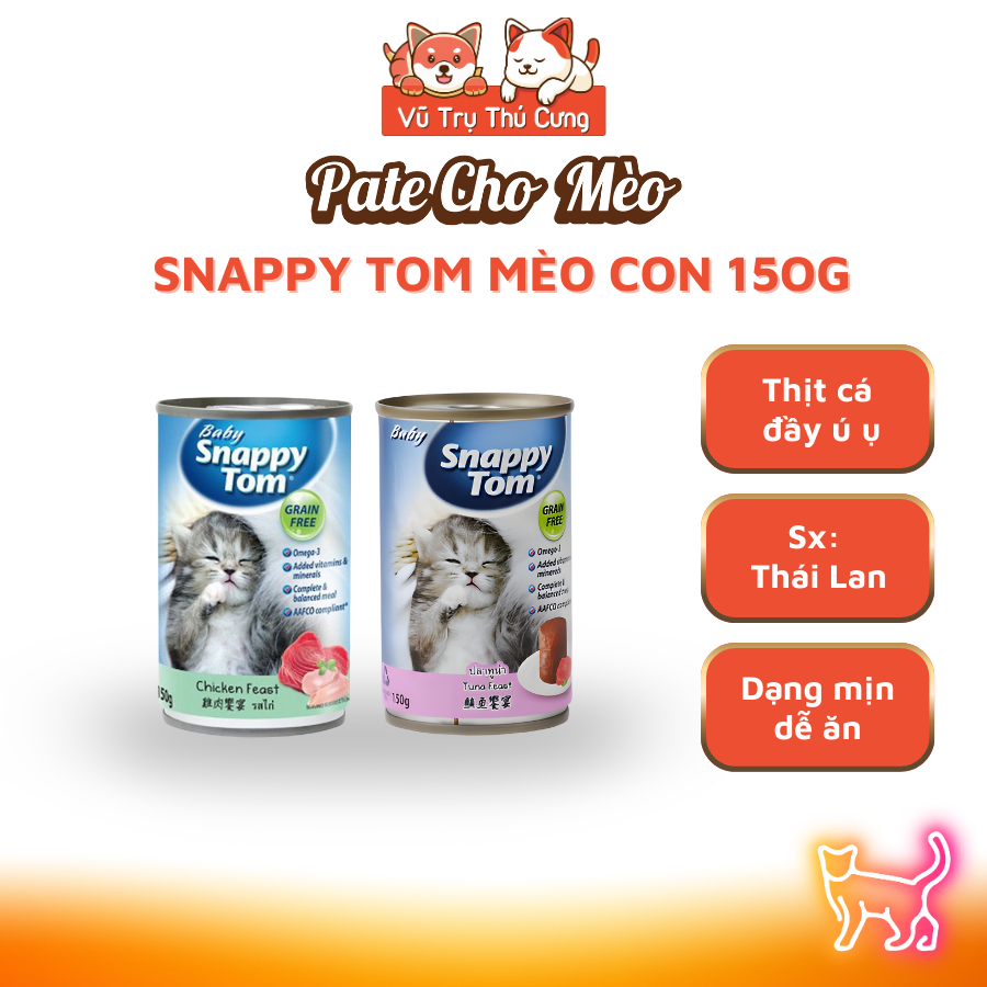 Pate Baby Snappy Tom cho Mèo Con lon 150g