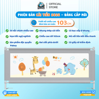 Thanh Chắn Giường Pakey NV2 Nâng Hạ Dạng Trượt Dễ Dàng ,Thanh Chắn Giường Có Khóa Xoáy 2 Chiều, Bọc Xốp An Toàn Cho Bé