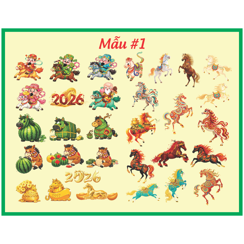 Tem Dán Sticker Tết 2026 Nổi 3D – Dán Nhiều Chất Liệu, Chống Nước, Siêu Bền