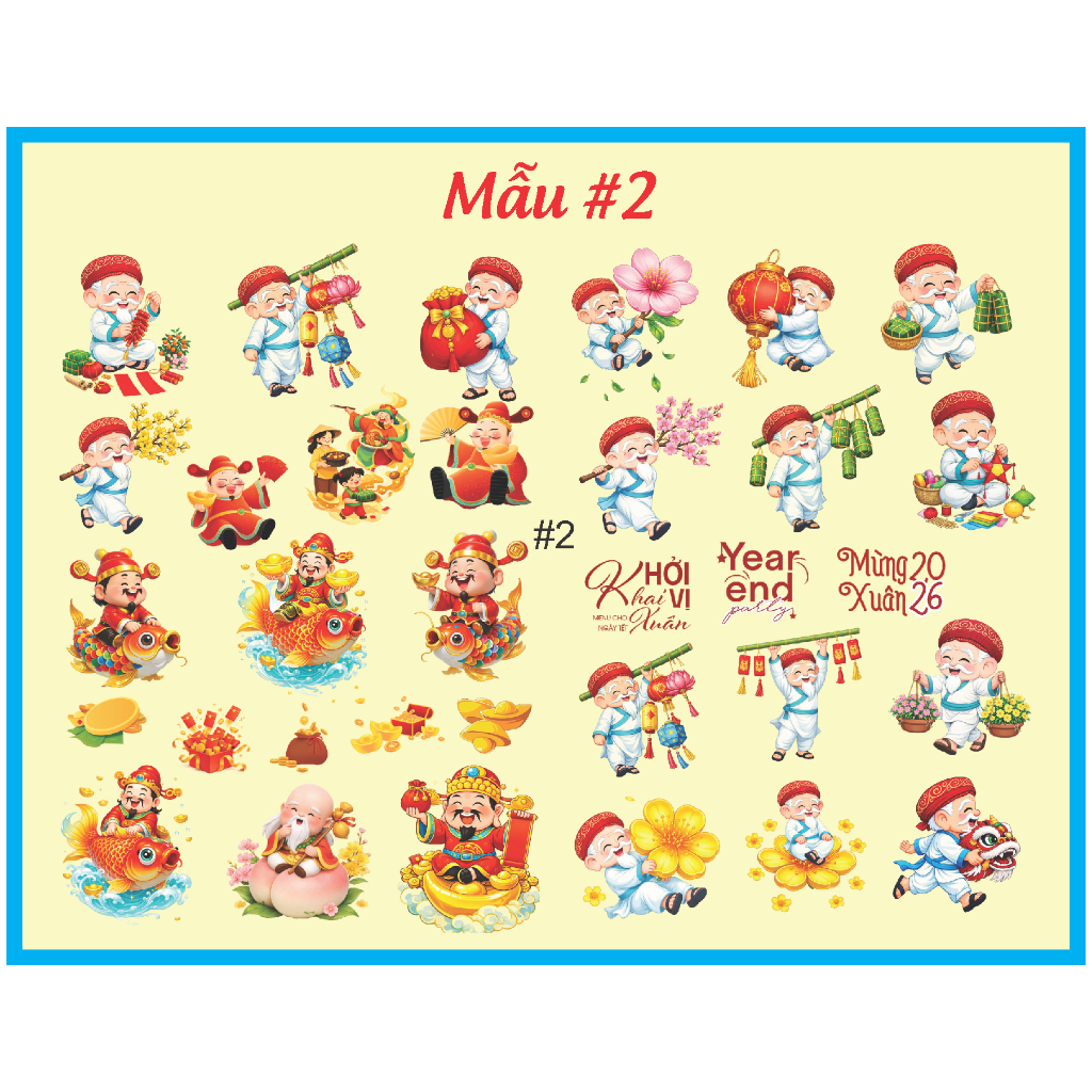 Tem Dán Sticker Tết 2026 Nổi 3D – Dán Nhiều Chất Liệu, Chống Nước, Siêu Bền