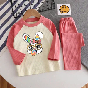 🌸 ĐỒ BỘ BÉ GÁI DÀI TAY GÂN MỀM MỊN – HÌNH DỄ THƯƠNG 🌸 DG470
