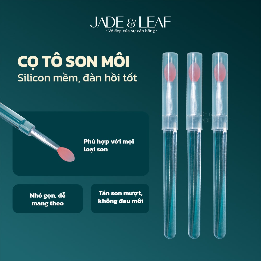 Cọ Tô Son Môi Silicon Jade&Leaf, Thiết Kế Sang Trọng Cán Dài Silicon Tiện Lợi An Toàn Thân Thiện
