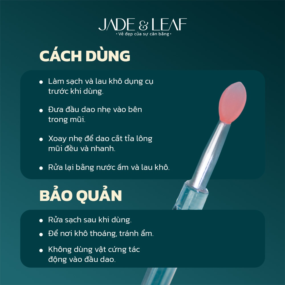 Cọ Tô Son Môi Silicon Jade&Leaf, Thiết Kế Sang Trọng Cán Dài Silicon Tiện Lợi An Toàn Thân Thiện