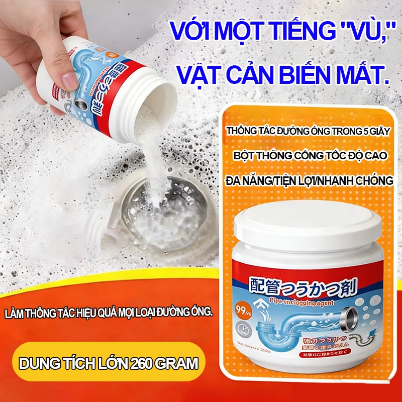 [Chất tẩy rửa cống siêu mạnh] Thông tắc bồn cầu, bồn rửa và cống rãnh nhanh chóng và hiệu quả. 260g