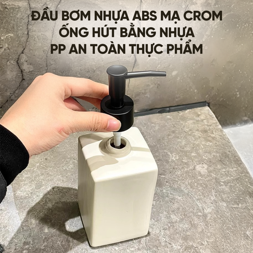 Bình Sứ Đựng Nước Rửa Tay, Sữa Tắm, Dầu Gội Cho Khách Sạn, Nhà Nghỉ 360ml