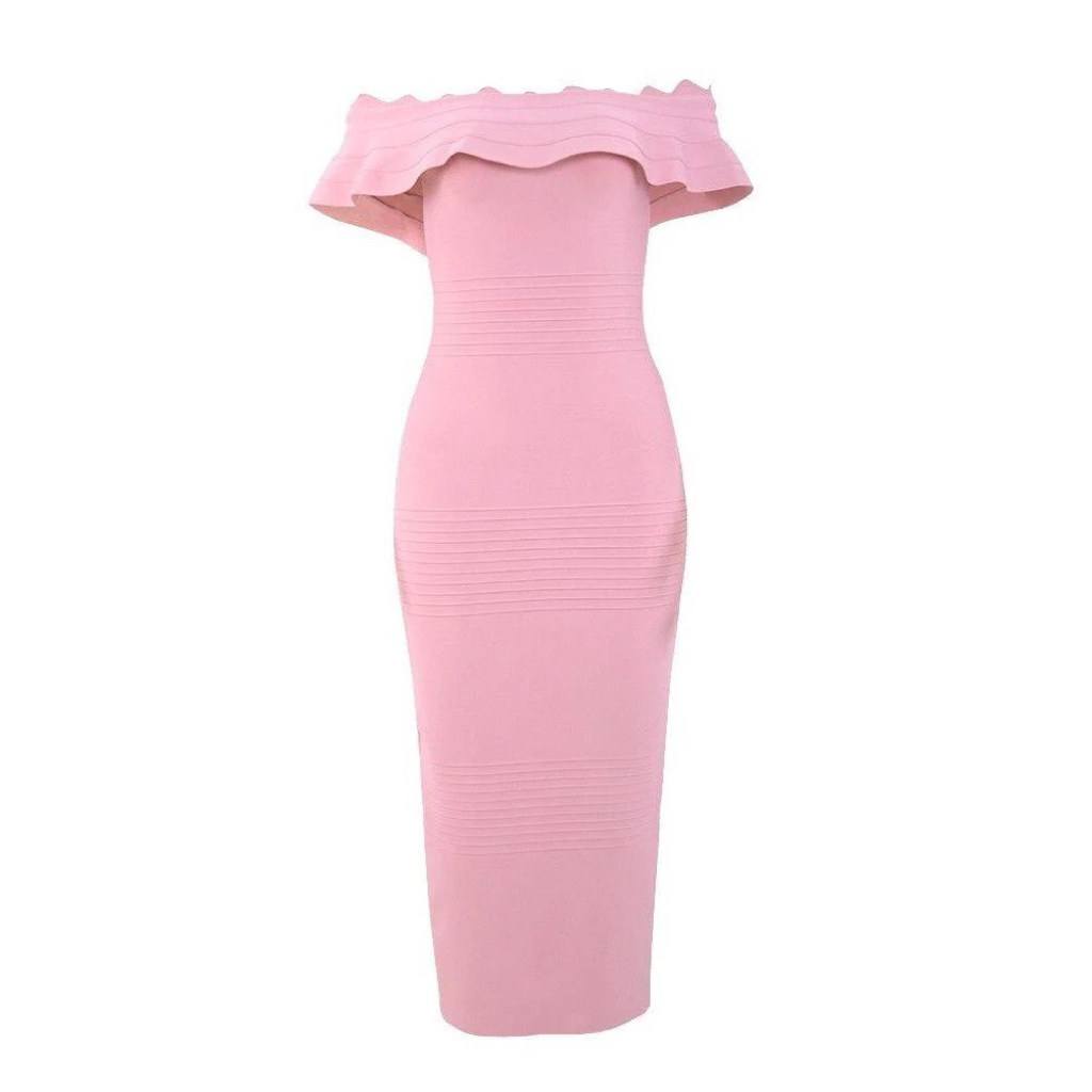 Đầm băng quấn trễ vai màu pastel sang trọng