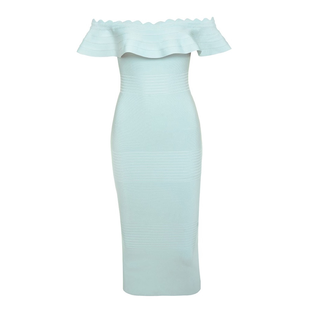 Đầm băng quấn trễ vai màu pastel sang trọng