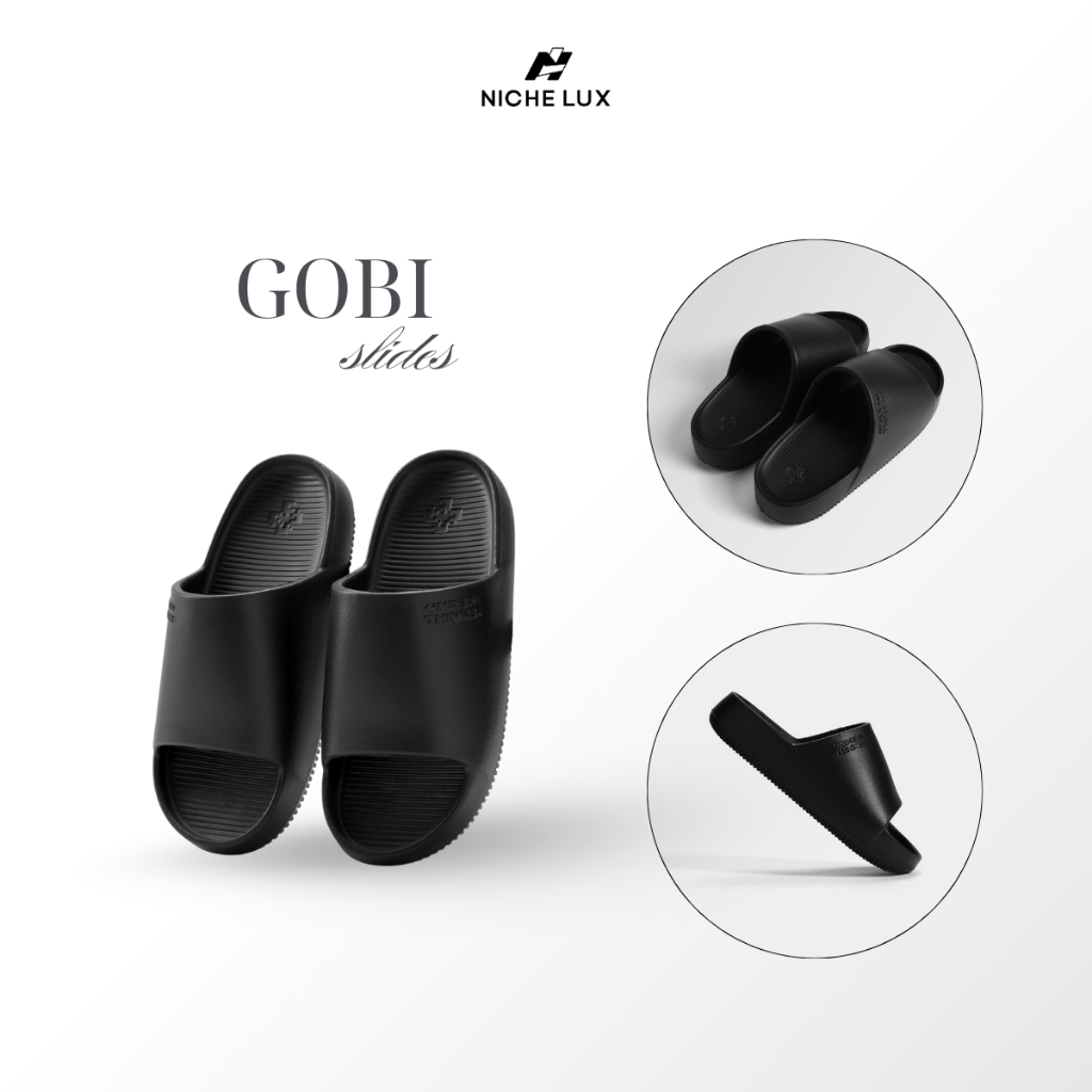 Dép Nhựa Ngang GOBI Đơn Giản Nam Nữ Đúc Êm Chống Trượt Đế Cao Cứng Dày | NICHE LUXURY