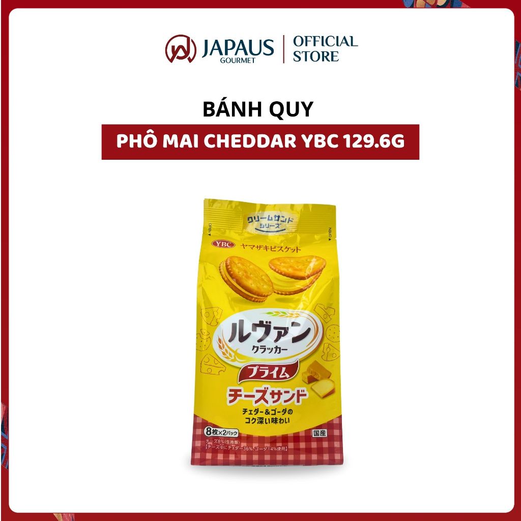 Bánh Quy Nhân Kem Phô Mai Cheddar YBC 129.6g Nhật Bản JAPAUS GOURMET