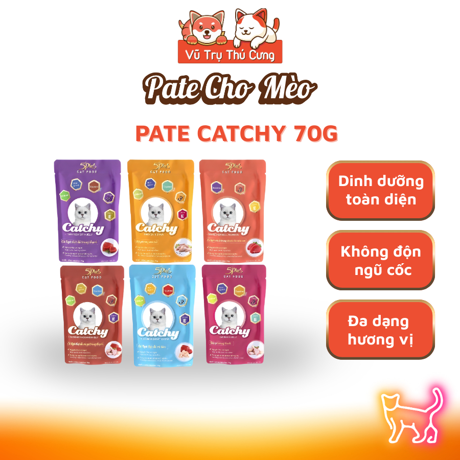 Pate cho Mèo Nhiều Dinh Dưỡng 5Plus Catchy 70g