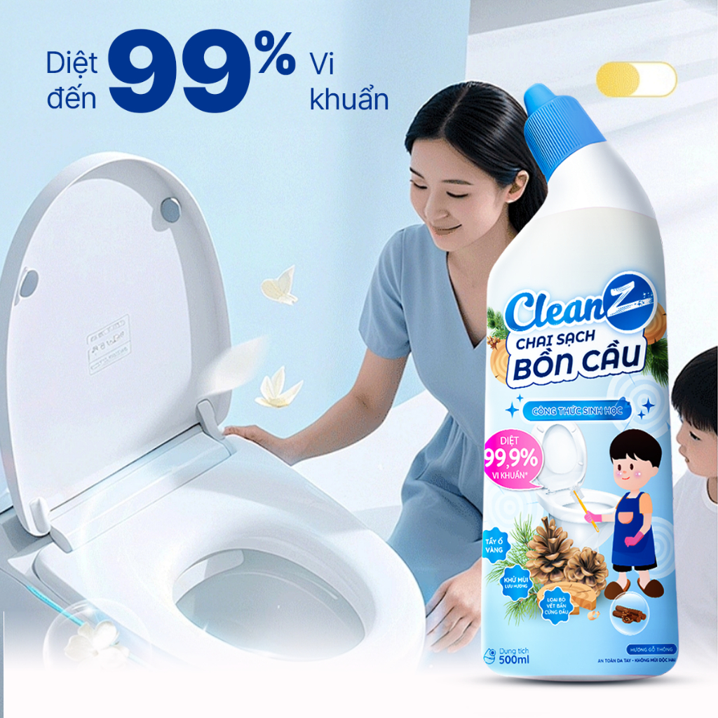 Chai sạch bồn cầu CleanZ Tẩy sạch bồn cầu diệt khuẩn hương đào, hương gỗ thông - 500ml