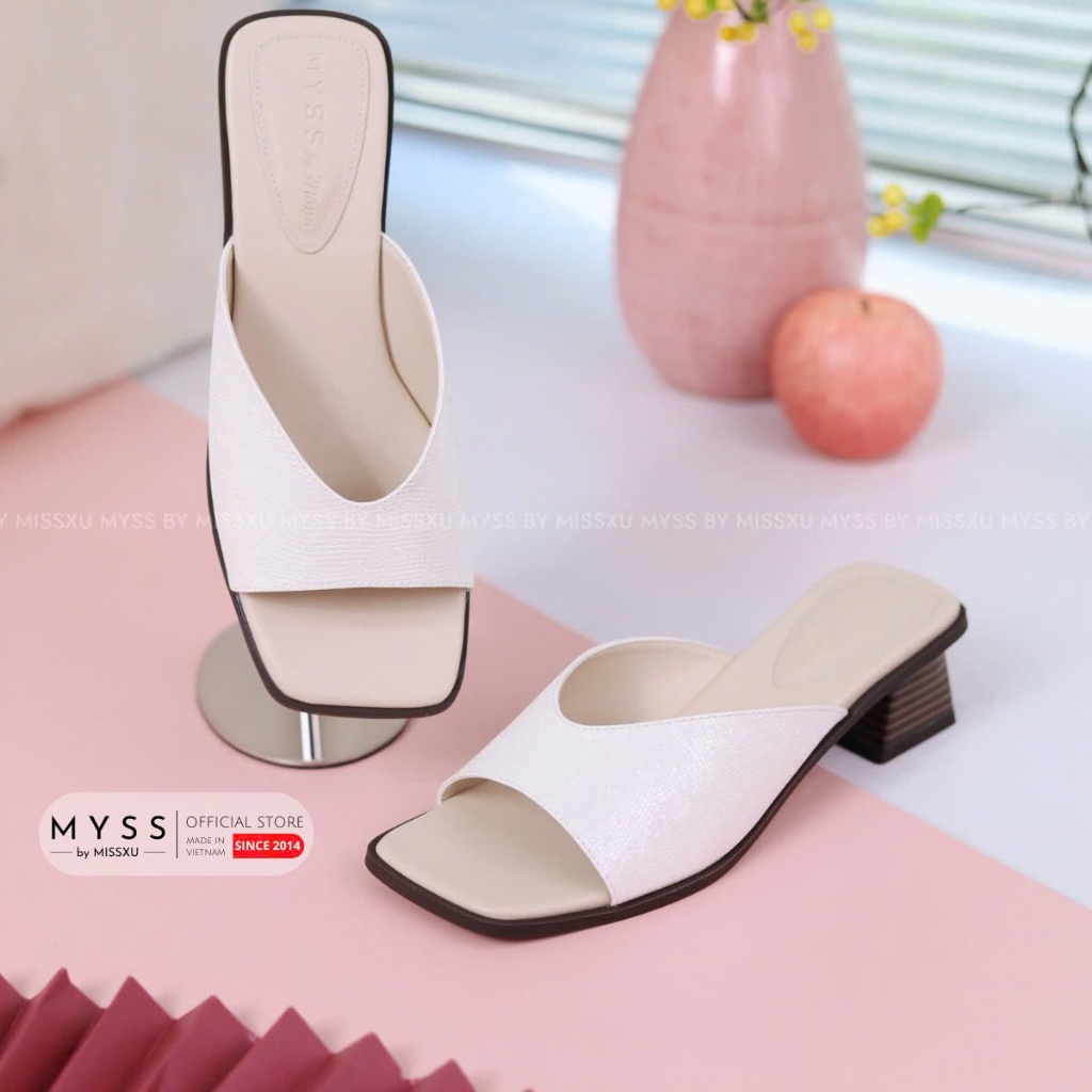 Giày guốc nữ quai ngang mũi vuông 5cm cao cấp MYSS - SU249