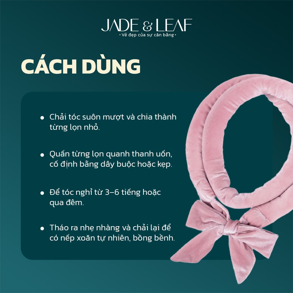 Thanh Uốn Tóc Không Nhiệt Lõi Cao Su Vải Nhung Jade&Leaf Gợn Sóng Mềm Combo Lô Quấn 4 Món Dễ Sử Dụng