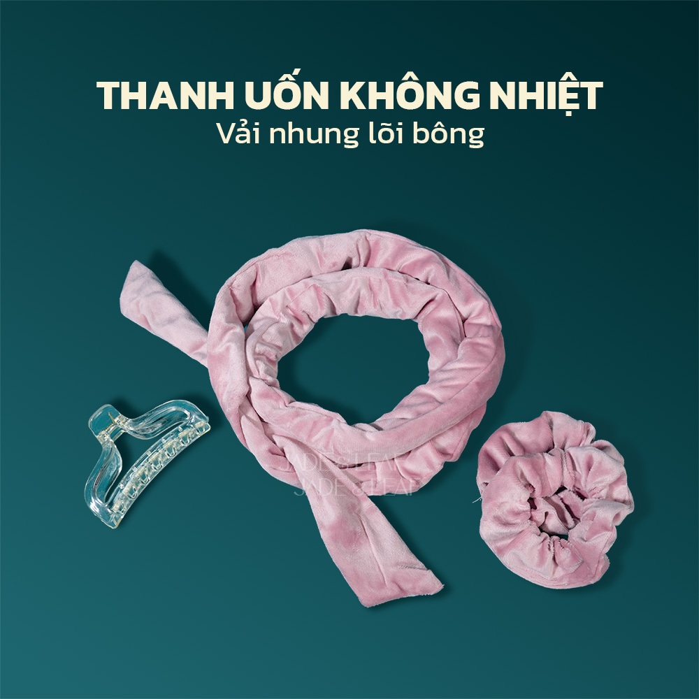 Thanh Uốn Tóc Không Nhiệt Lõi Cao Su Vải Nhung Jade&Leaf Gợn Sóng Mềm Combo Lô Quấn 4 Món Dễ Sử Dụng