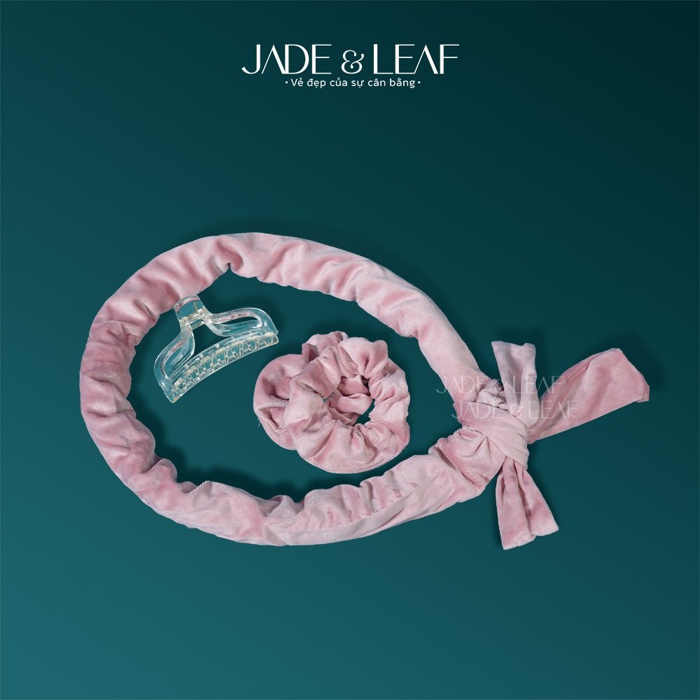 Thanh Uốn Tóc Không Nhiệt Lõi Cao Su Vải Nhung Jade&Leaf Gợn Sóng Mềm Combo Lô Quấn 4 Món Dễ Sử Dụng
