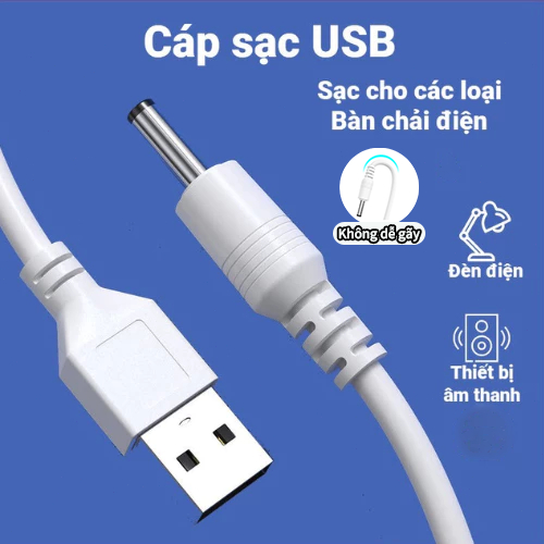Dây sạc 3,5 mm Dây sạc tiện lợi cho bàn chải đánh răng điện/máy rửa mặt không dễ gãy